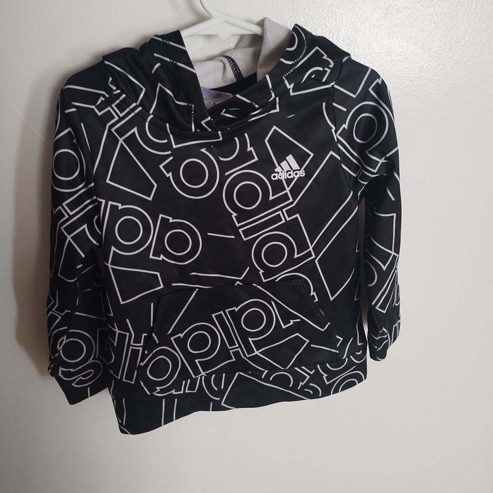 Adidas Kids Black and White All Over Hoodie 2T